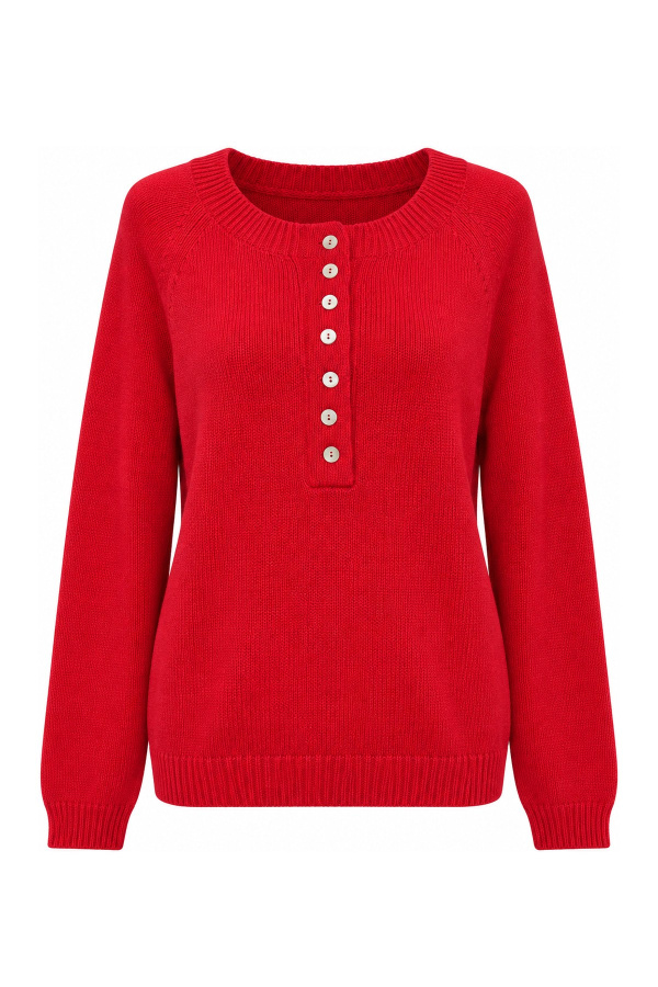 Sedef Düğmeli Triko Kazak