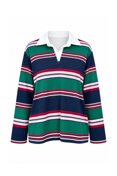 Polo Yaka Çizgili Sweat