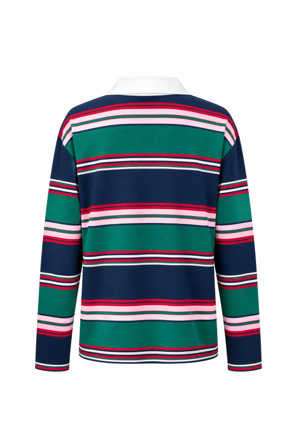 Polo Yaka Çizgili Sweat