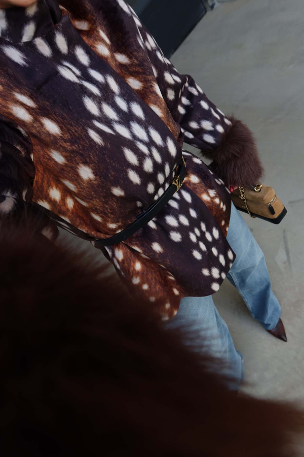 Bambi Desenli Kürk Ceket