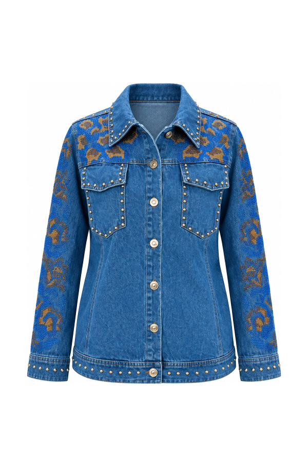 Nakışlı ve Droplu Denim Gömlek Ceket