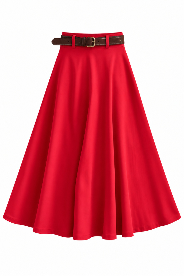 Süet Kemerli Maxi Basic Etek