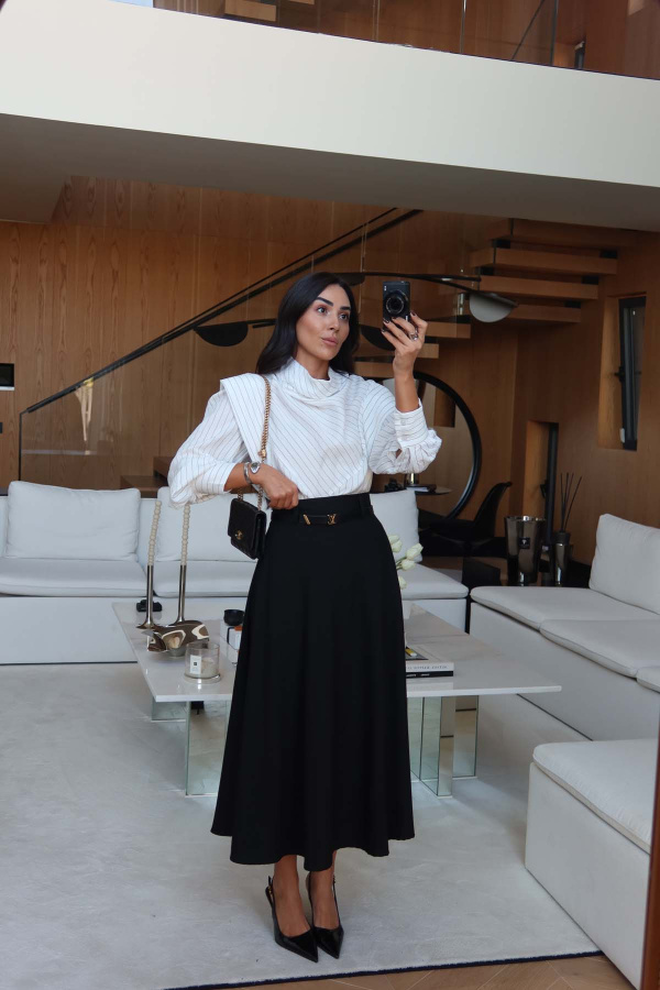 Süet Kemerli Maxi Basic Etek