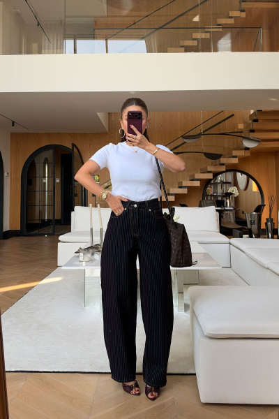 Kadife Şeritli Mom Jean