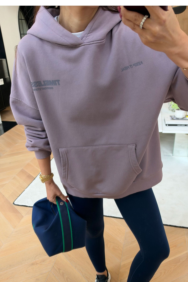 Önü ve Arkası Yazı Baskılı Kapüşonlu Sweat