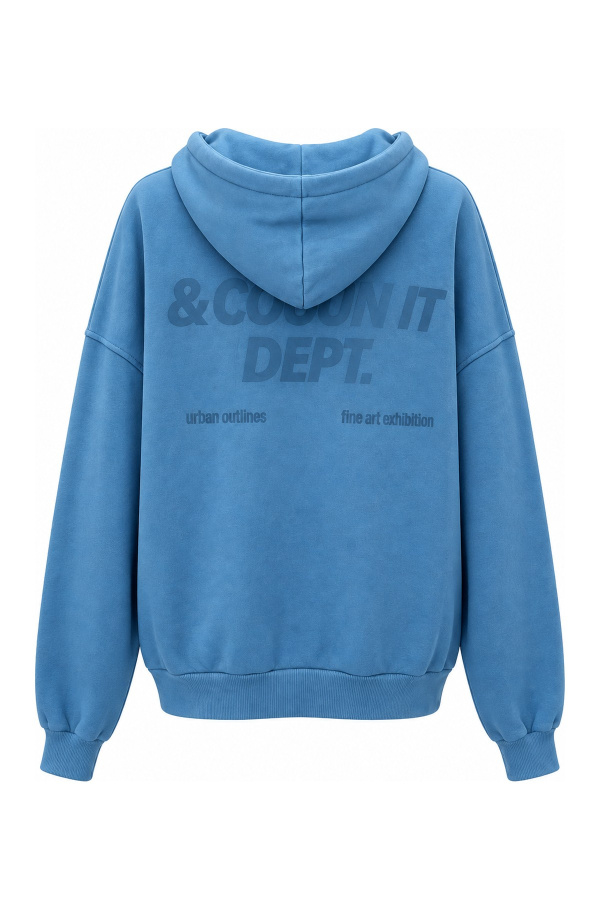 Önü ve Arkası Yazı Baskılı Kapüşonlu Sweat
