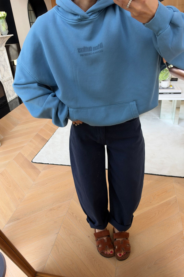 Önü ve Arkası Yazı Baskılı Kapüşonlu Sweat