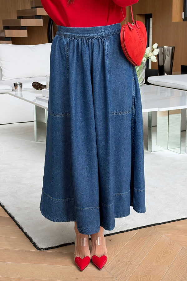 Yandan Cepli Oversize Denim Etek