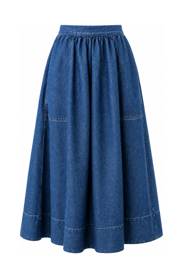 Yandan Cepli Oversize Denim Etek
